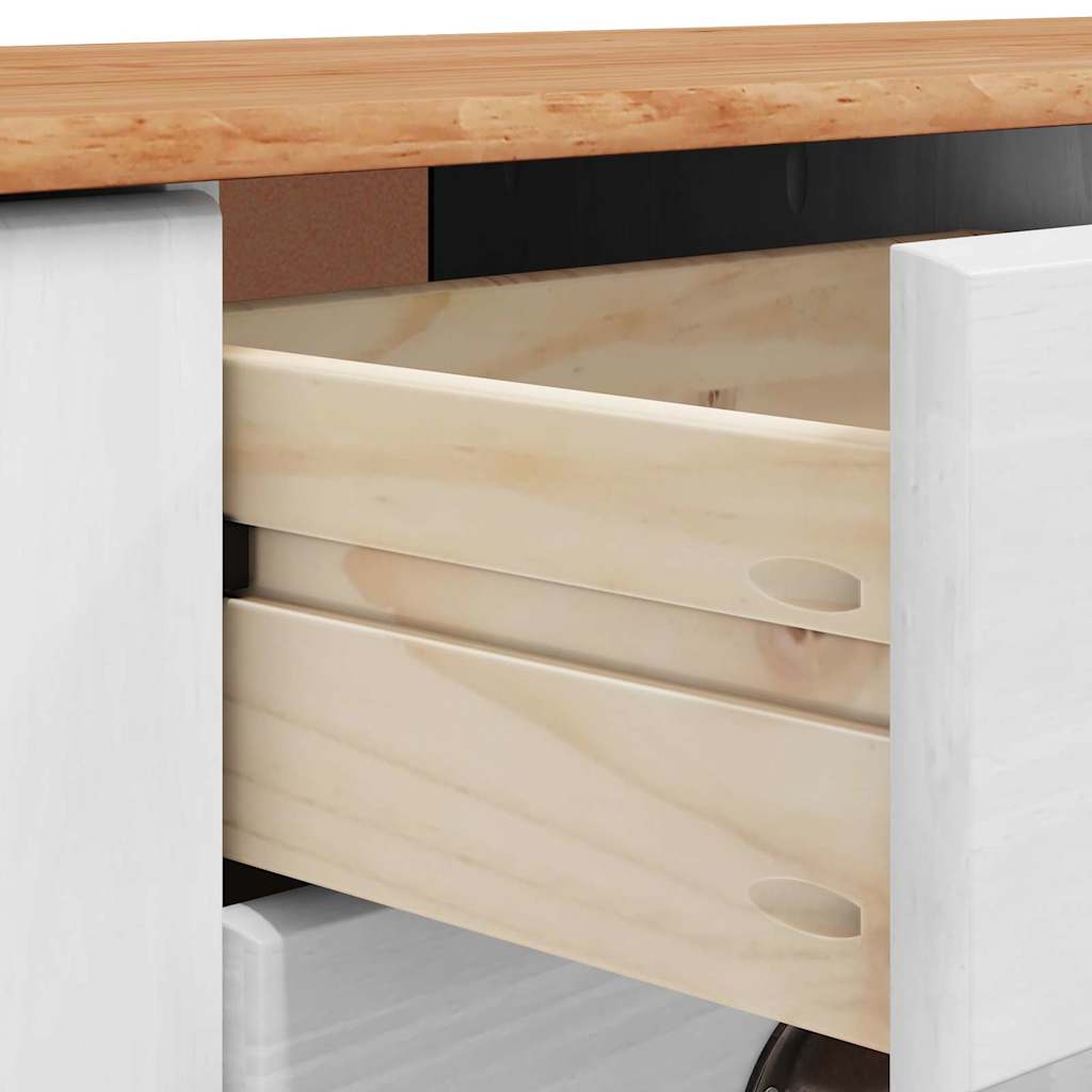 Sideboard ASKIM Weiß 133,5 x 40 x 79 cm Massivholz Kiefer