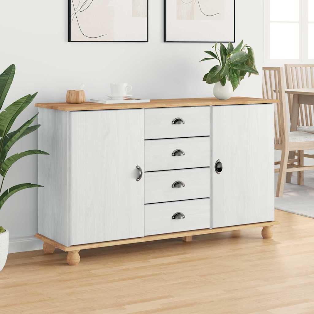 Sideboard ASKIM Weiß 133,5 x 40 x 79 cm Massivholz Kiefer