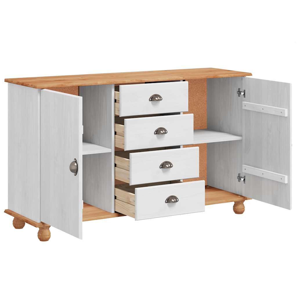 Sideboard ASKIM Weiß 133,5 x 40 x 79 cm Massivholz Kiefer