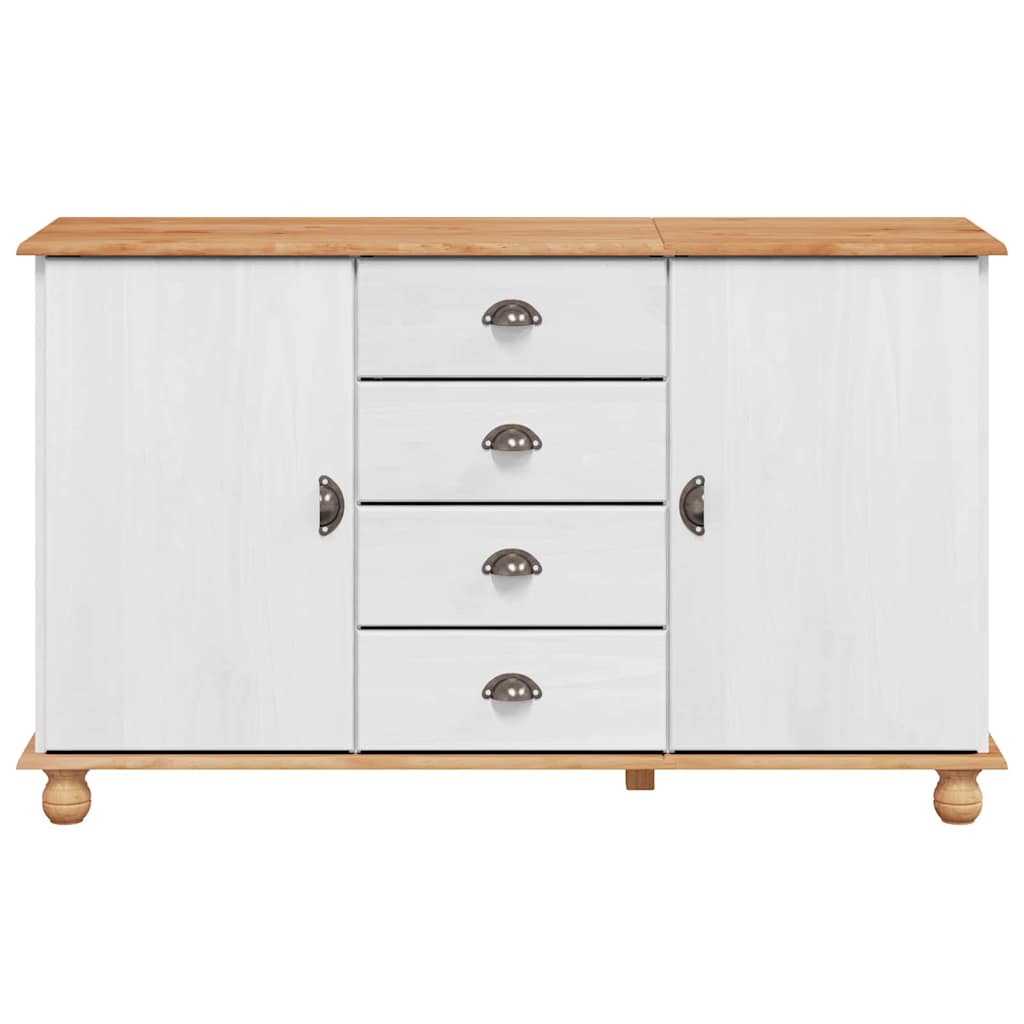 Sideboard ASKIM Weiß 133,5 x 40 x 79 cm Massivholz Kiefer