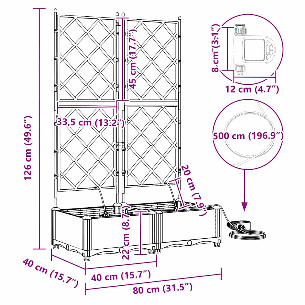 Gartenpflanzer Braun 80 x 40 x 126 cm Stahl