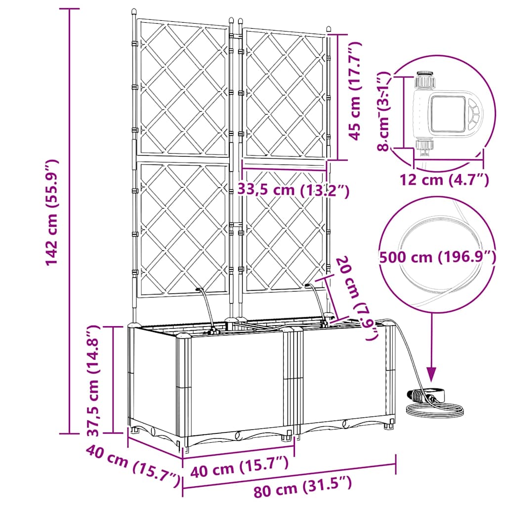 Gartenpflanzer Weiß 80 x 40 x 142 cm Stahl