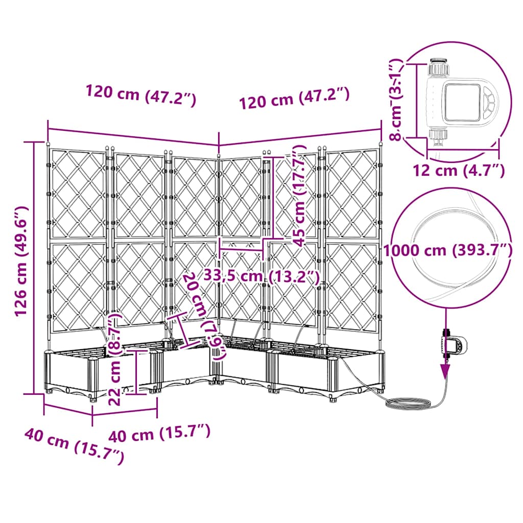 Gartenpflanzer Weiß 120 x 120 x 126 cm Stahl