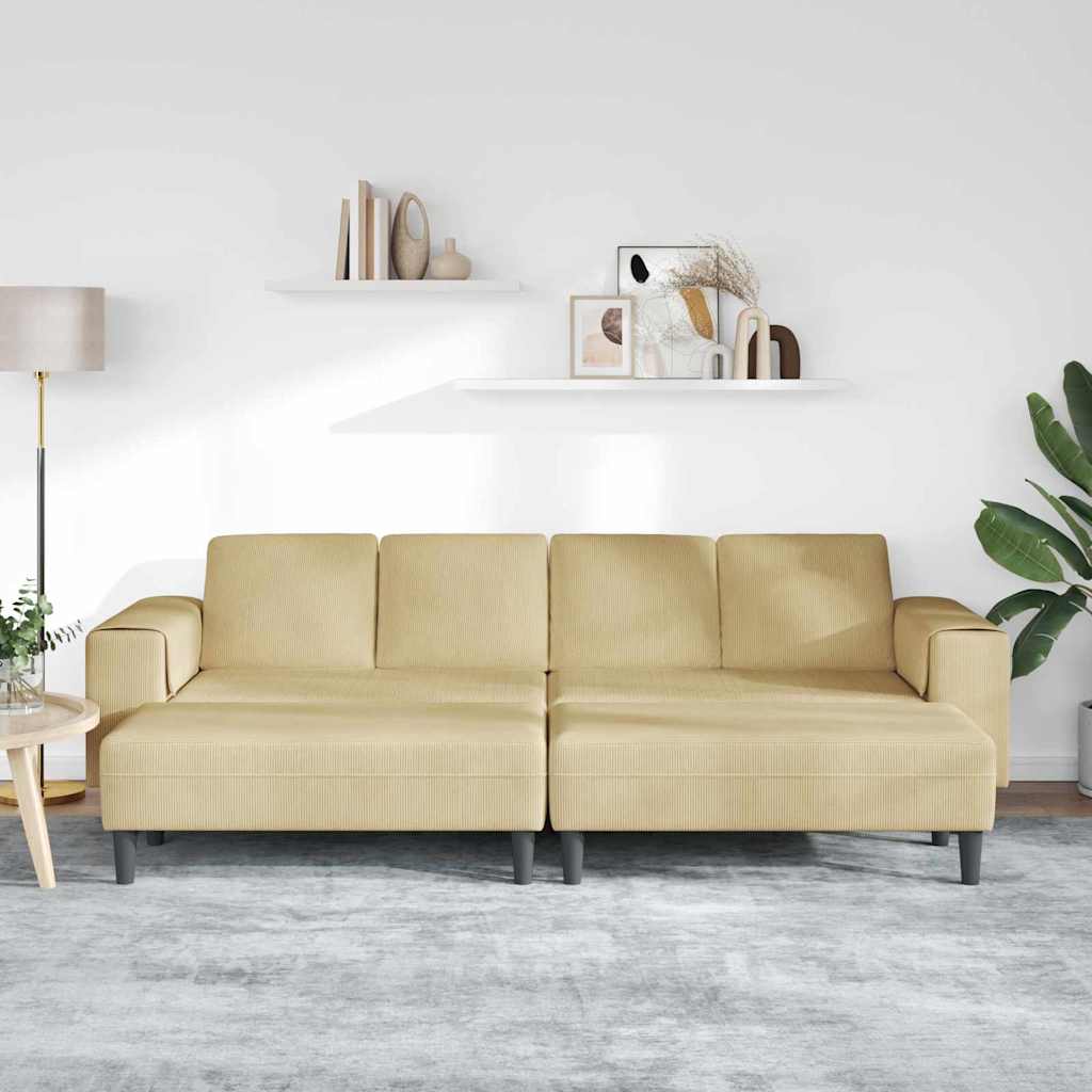 Stoffsofa mit Kissen Grau-Grün Cordstoff