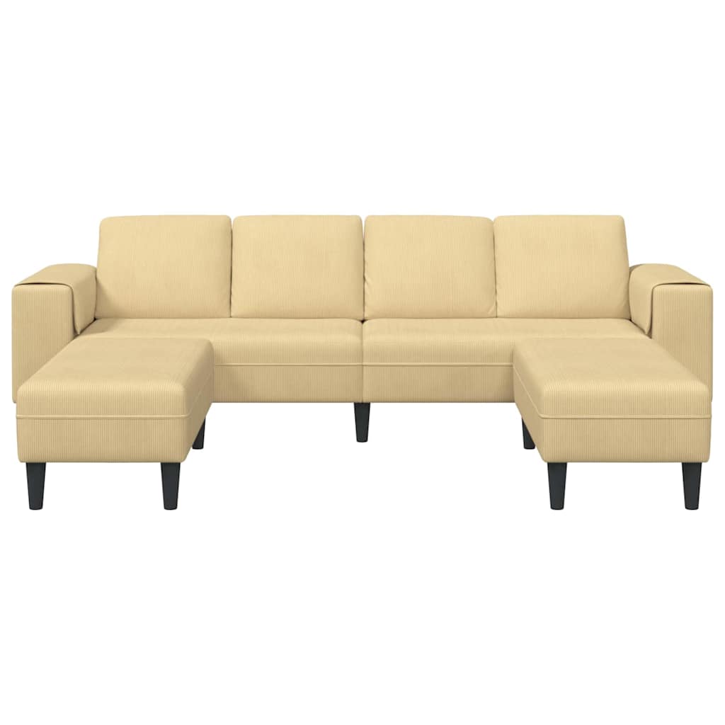 Stoffsofa mit Kissen Grau-Grün Cordstoff