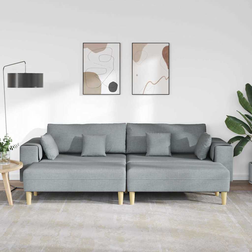 Stoffsofa mit Kissen Hellgrau 208 cm Stoff
