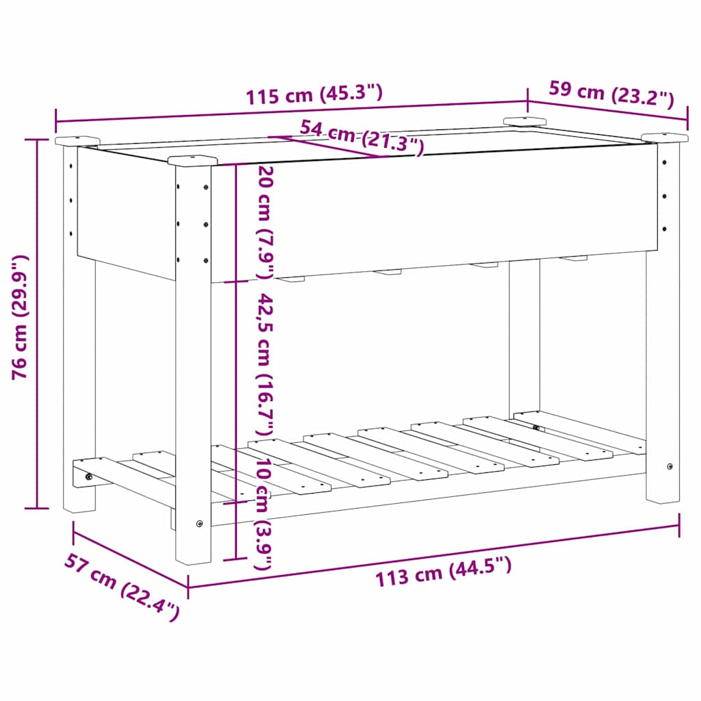 Gartenblumentopf Beige 115 x 59 x 76.5 cm Massives Fichtenholz