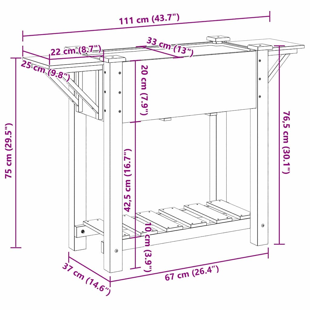 Gartenblumentopf Beige 111 x 37 x 76.5 cm Massives Fichtenholz