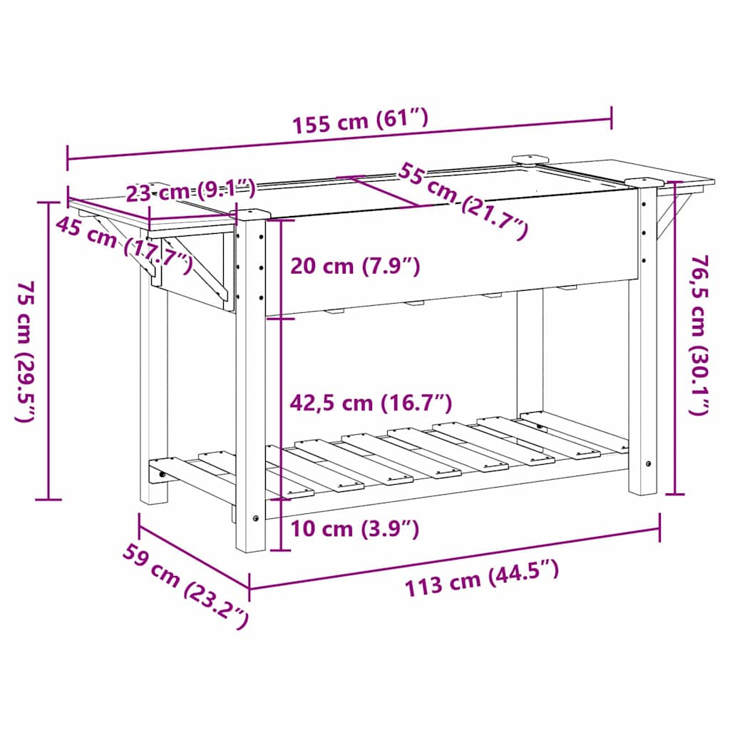 Gartenblumentopf Beige 155 x 59 x 76.5 cm Massives Fichtenholz