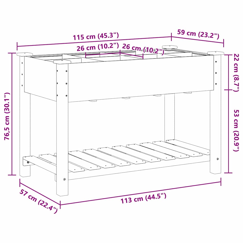Gartenblumentopf Beige 115 x 59 x 76.5 cm Massives Fichtenholz
