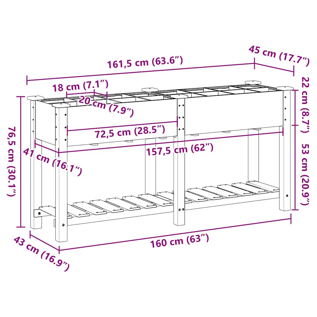 Gartenblumentopf mit Regal Beige 161,5 x 45 x 76,5 cm