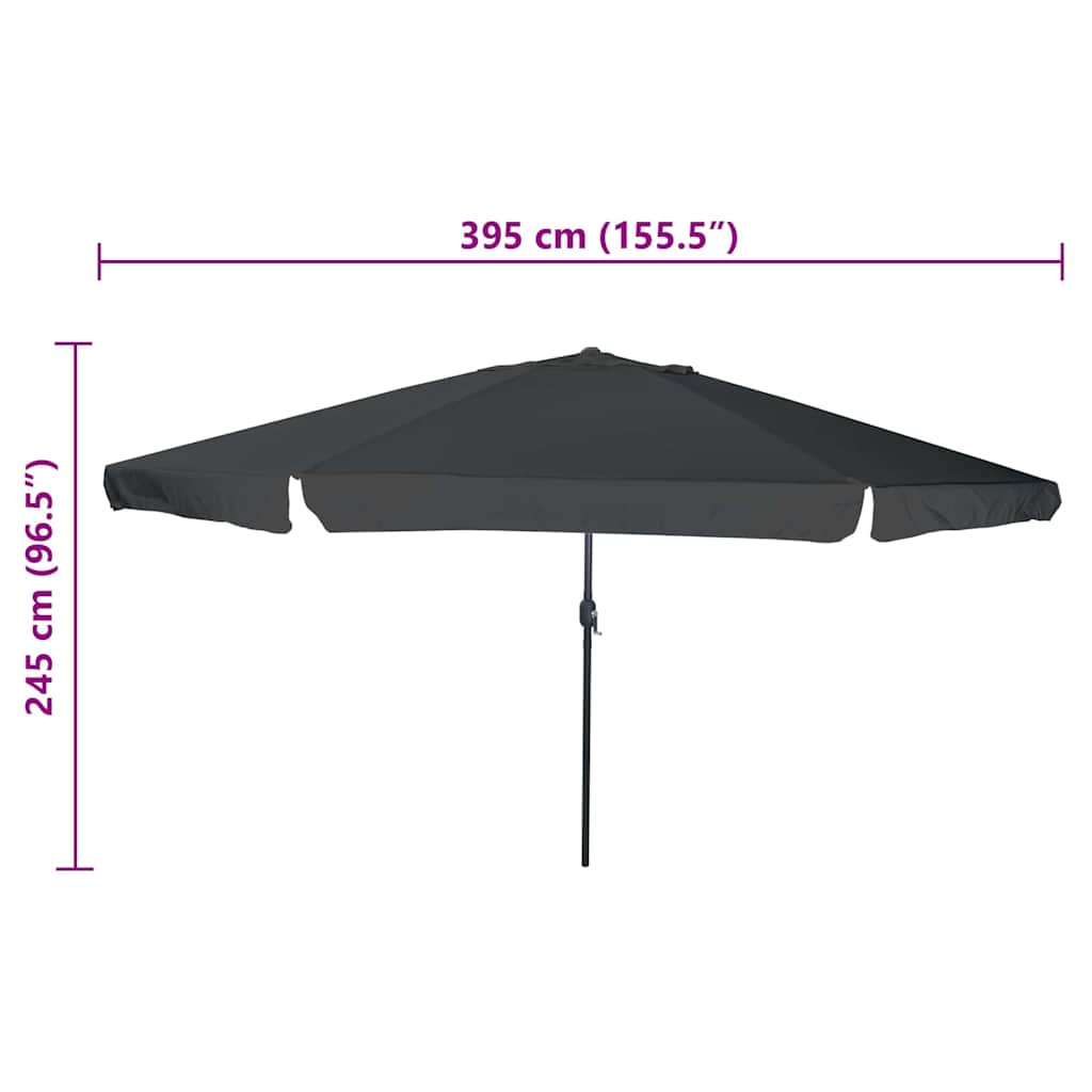 Gartenparasol Anthrazit und Schwarz 395 x 395 x 245 cm