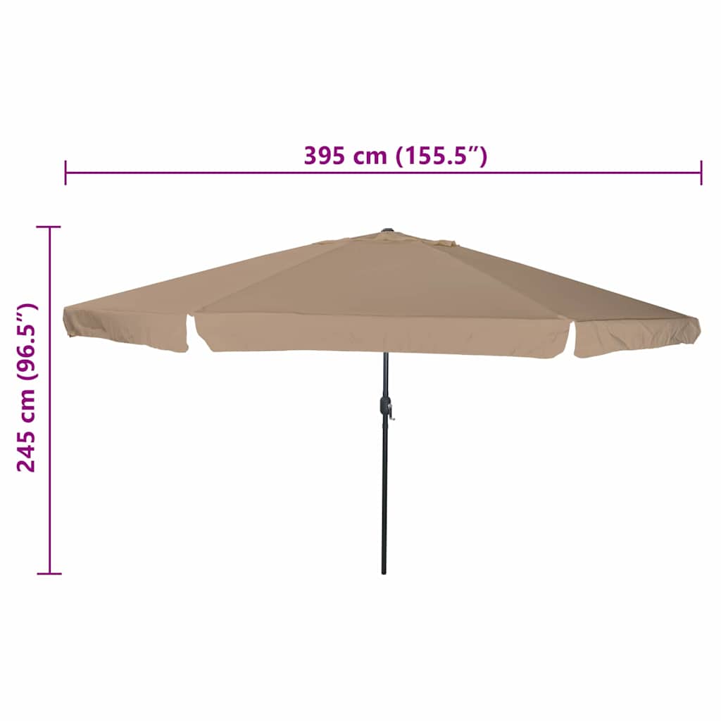 Gartenparasol Taupe und Schwarz 395 x 395 x 245 cm