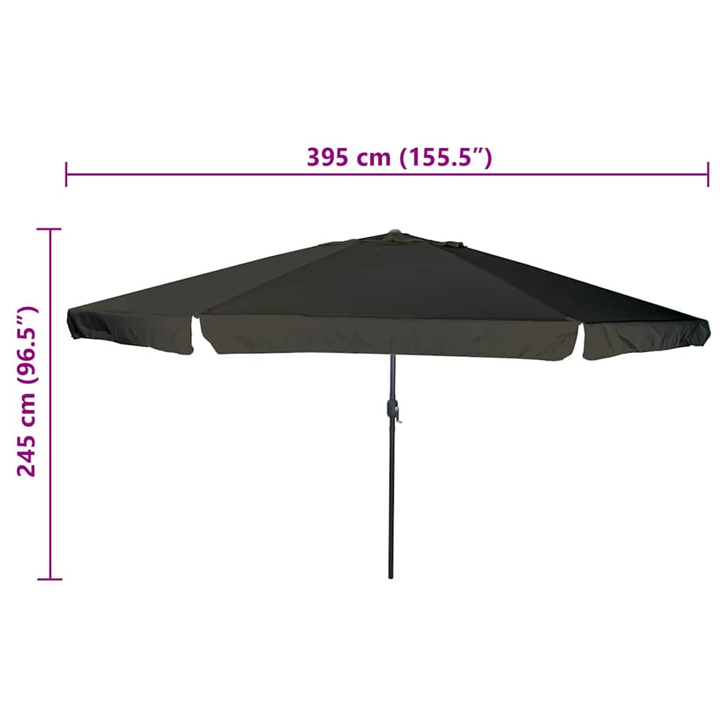 Gartenparasol Schwarz 395 x 395 x 245 cm Polyester und Stahl