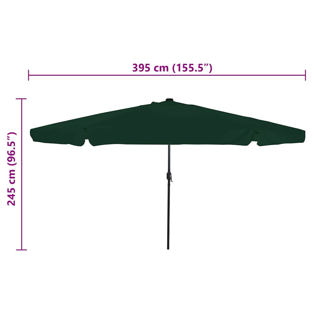 Gartenparasol Grün und Schwarz 395 x 395 x 245 cm