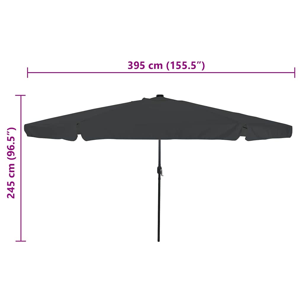 Gartenparasol Anthrazit und Schwarz 395 x 395 x 245 cm