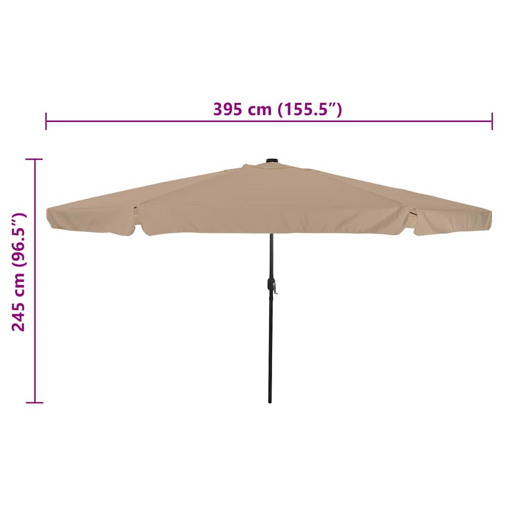 Gartenparasol Taupe und Schwarz 395 x 395 x 245 cm