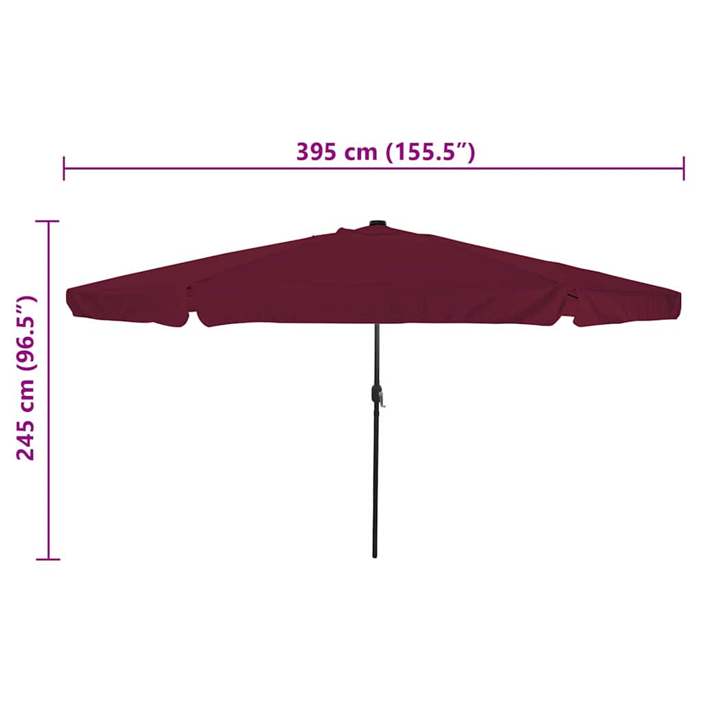 Gartenparasol Rot und Schwarz 395 x 395 x 245 cm