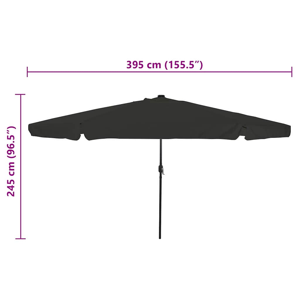 Gartenparasol Schwarz 395 x 395 x 245 cm Polyester und Stahl