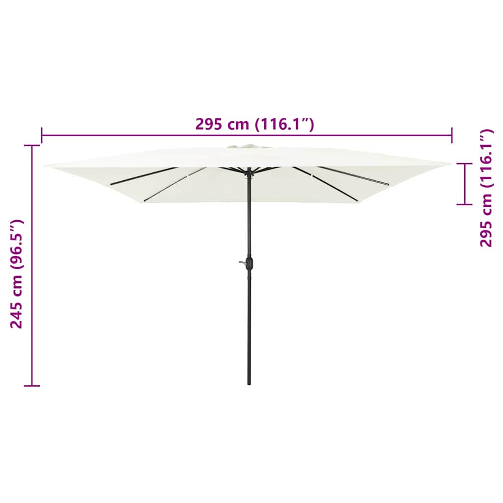 Gartenparasol Weiß und Schwarz 295 x 295 x 245 cm