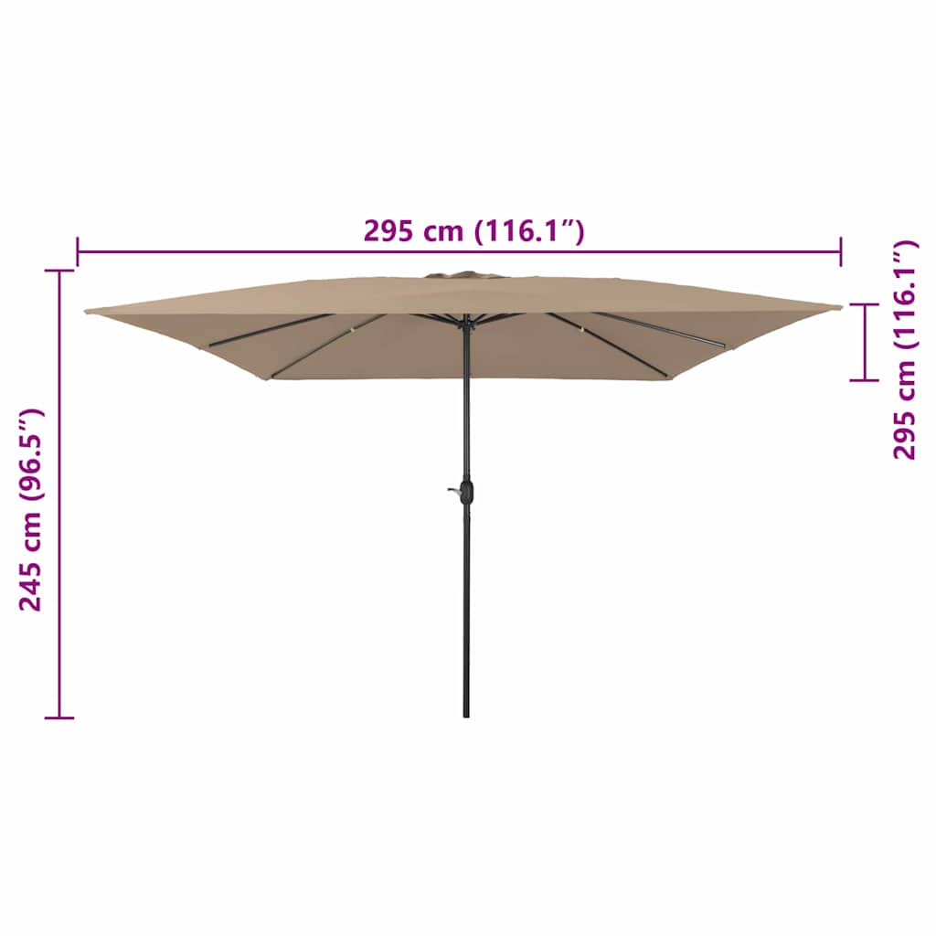Gartenparasol Taupe und Schwarz 295 x 295 x 245 cm