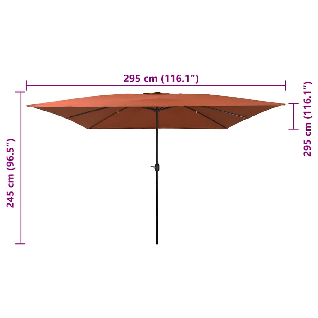Gartenparasol Rot und Schwarz 295 x 295 x 245 cm