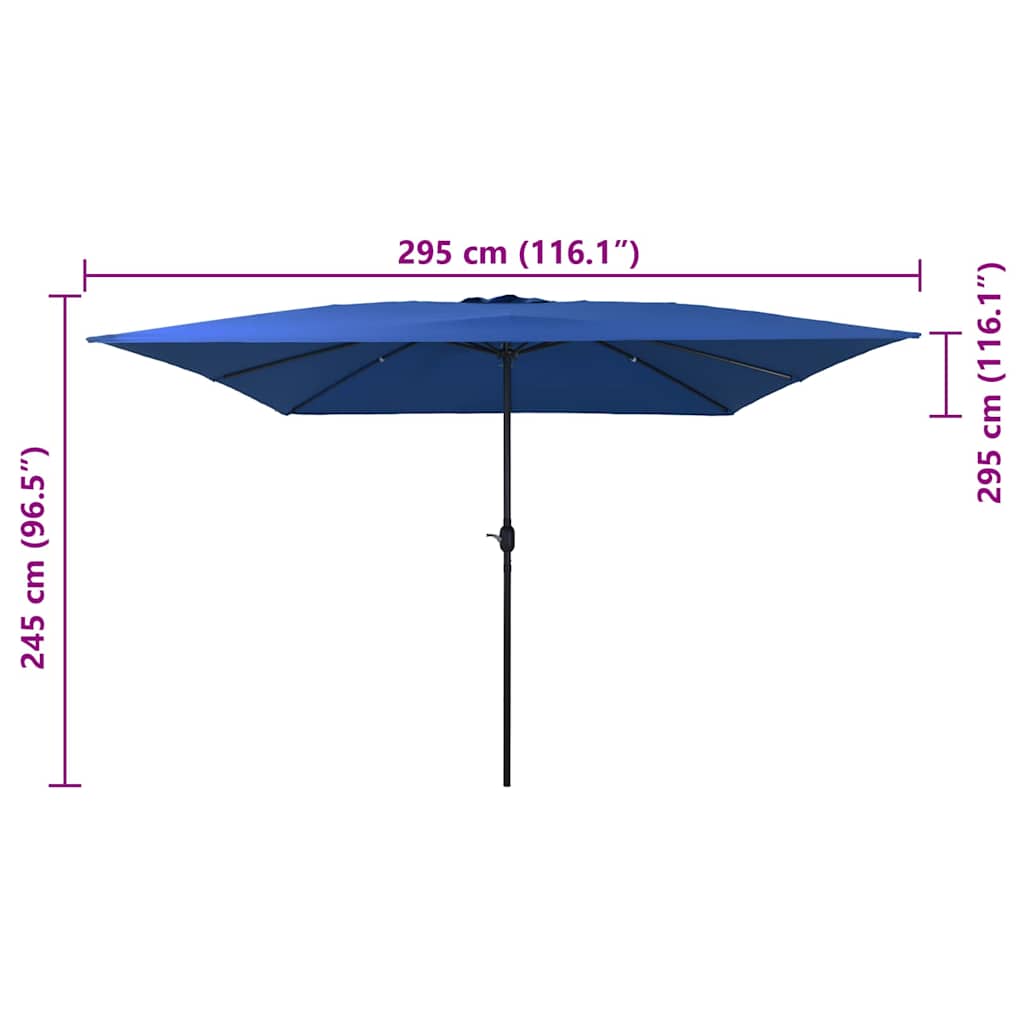 Gartenparasol Blau und Schwarz 295 x 295 x 245 cm