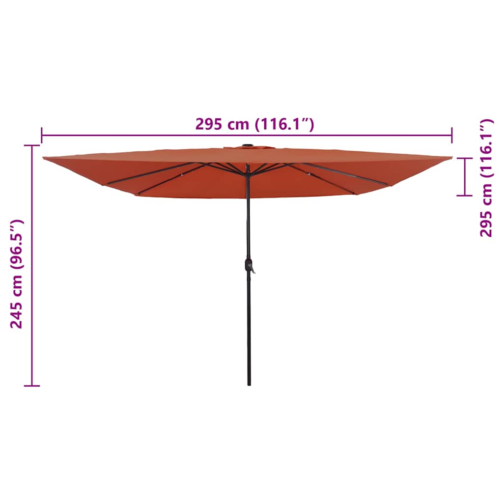 Gartenparasol Rot und Schwarz 295 x 295 x 245 cm