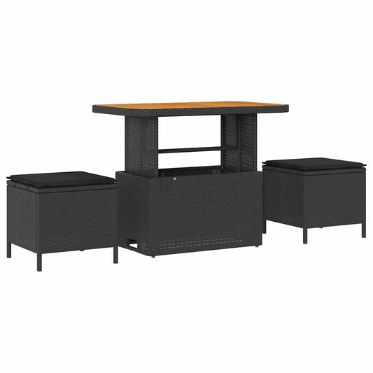 Garten Essgruppe Schwarz Poly-Rattan