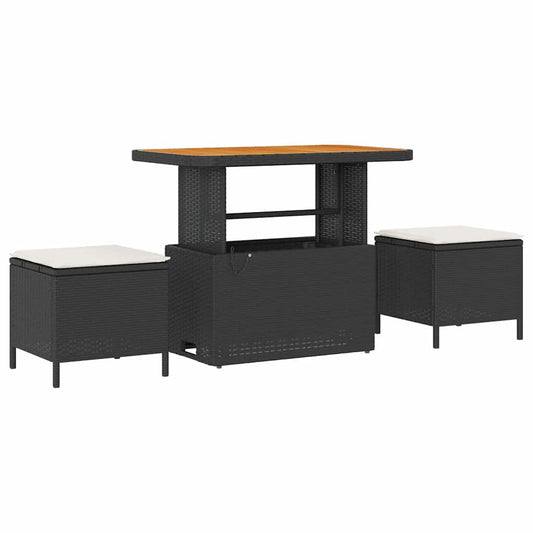 Garten Essgruppe Schwarz Poly-Rattan