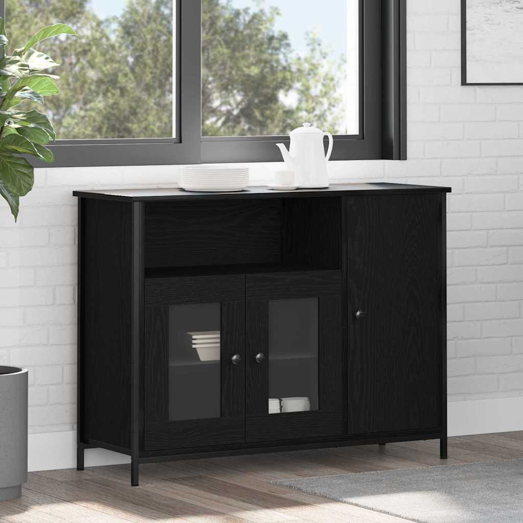 Sideboard Schwarz Eichen-Optik 100 x 35 x 75 cm Holzwerkstoff