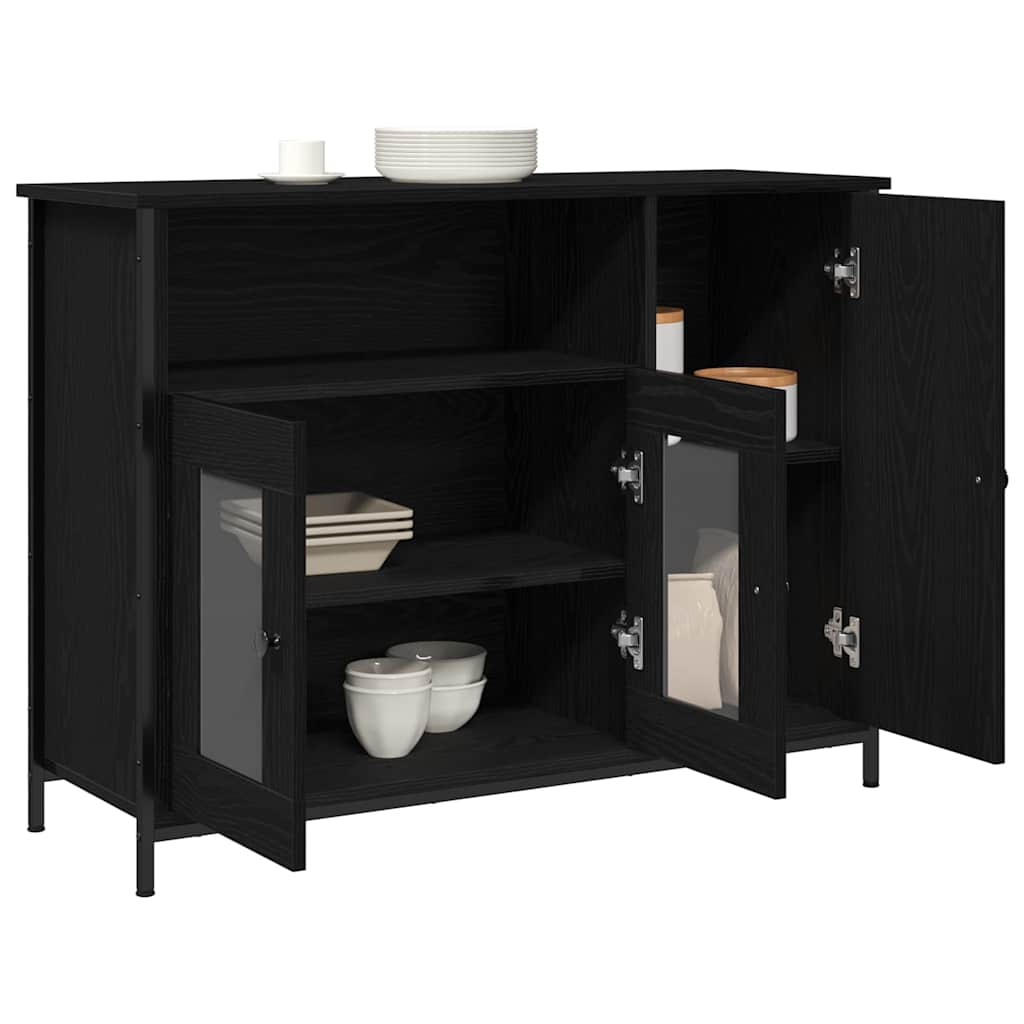 Sideboard Schwarz Eichen-Optik 100 x 35 x 75 cm Holzwerkstoff