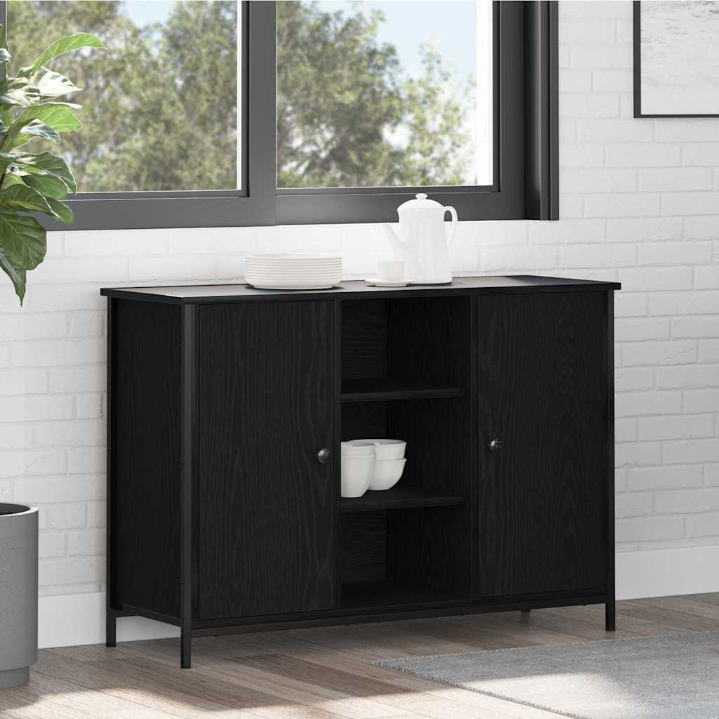 Sideboard Schwarz Eichen-Optik 100 x 35 x 70 cm Holzwerkstoff