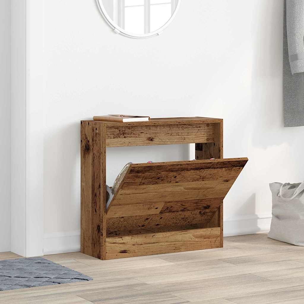 Schuhschrank mit Speicher Altholz 60 x 21 x 57 cm Holzwerkstoff