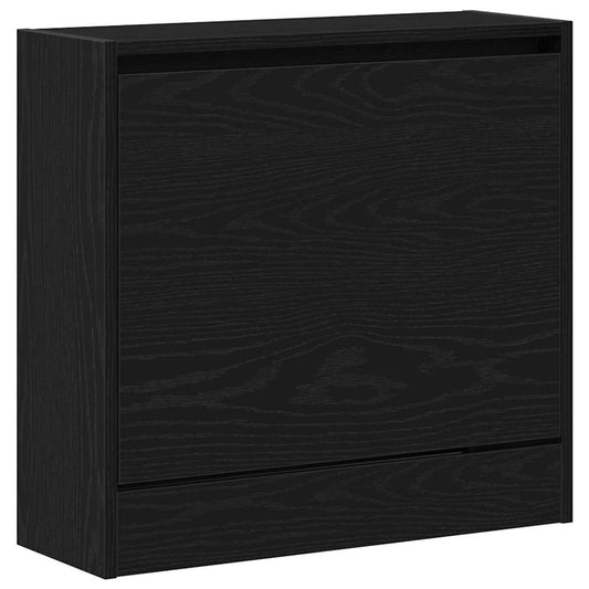 Schuhschrank Schwarz Eichen-Optik 60 x 21 x 57 cm Holzwerkstoff