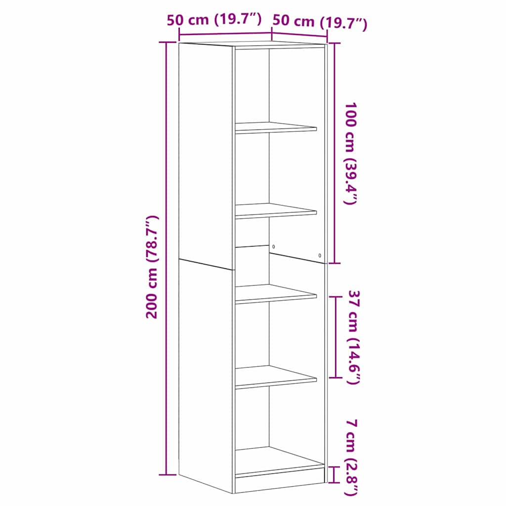 Kleiderschrank Schwarze Eiche 50 x 50 x 200 cm Holzwerkstoff