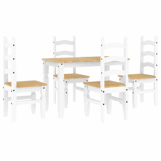 5-tlg. Essgruppe Panama Weiß Massivholz Kiefer