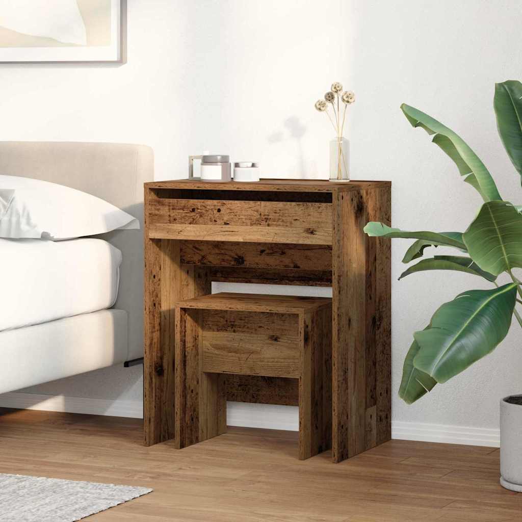 Schminktisch mit Speicher Altholz 60 x 40 x 75 cm Holzwerkstoff