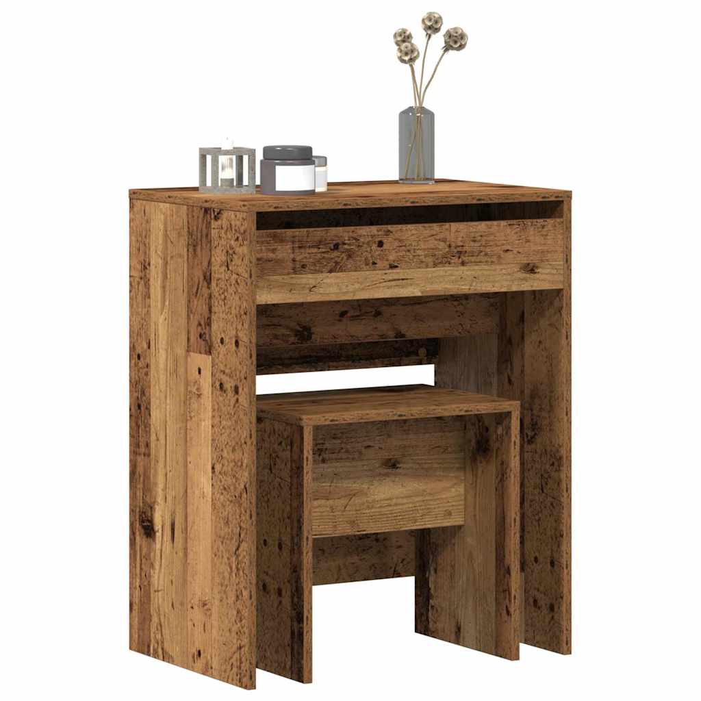 Schminktisch mit Speicher Altholz 60 x 40 x 75 cm Holzwerkstoff