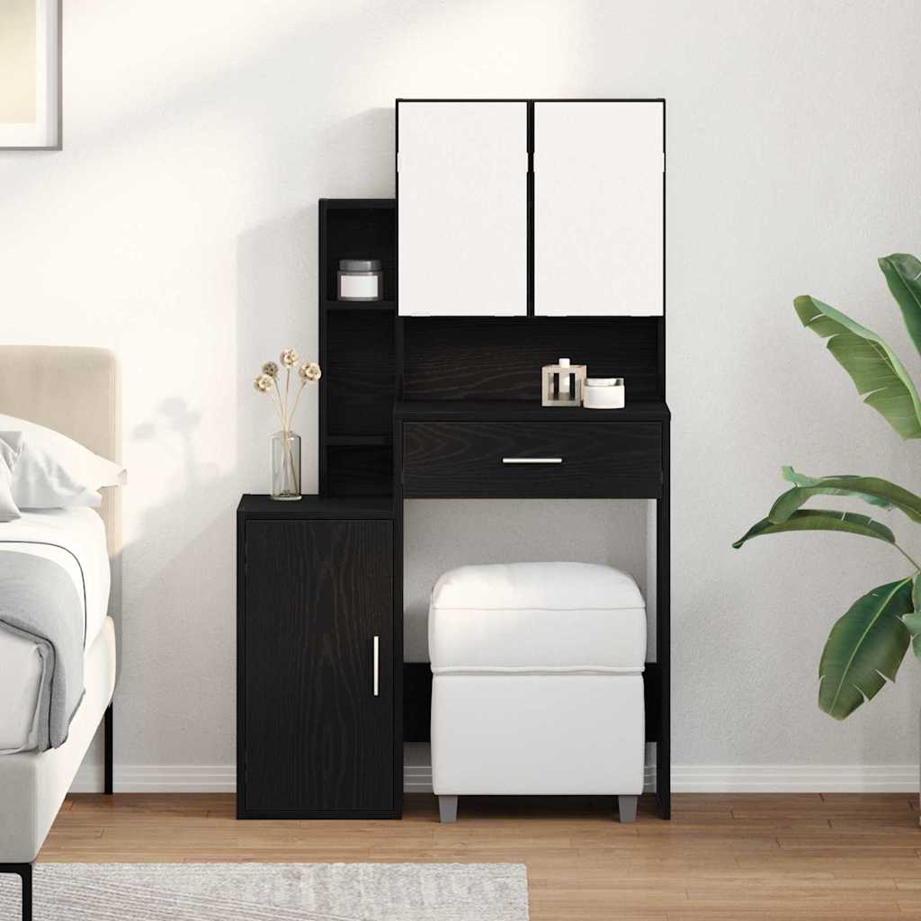 Schminktisch mit Speicher Schwarz Eichen-Optik 80 x 35 x 132 cm