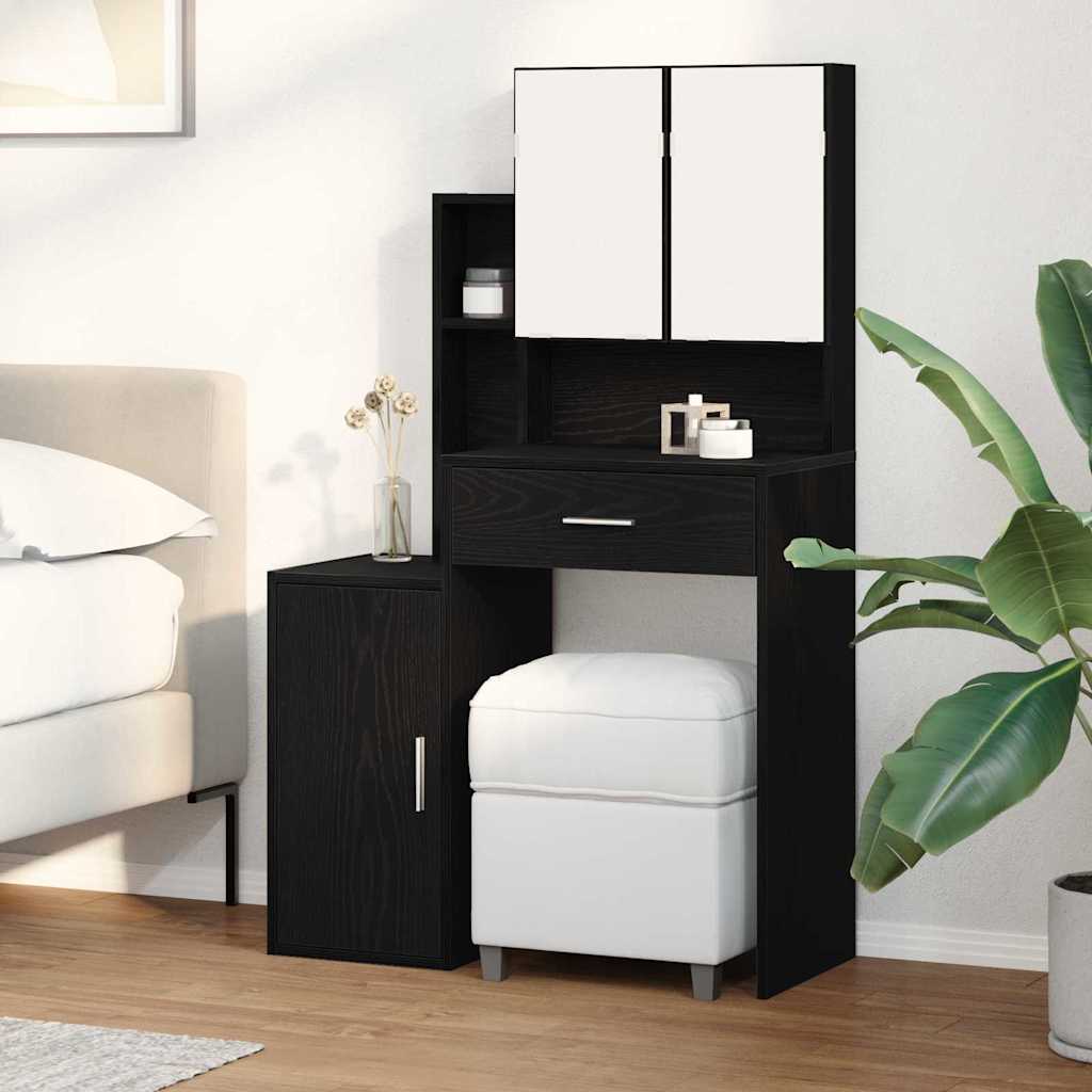 Schminktisch mit Speicher Schwarz Eichen-Optik 80 x 35 x 132 cm