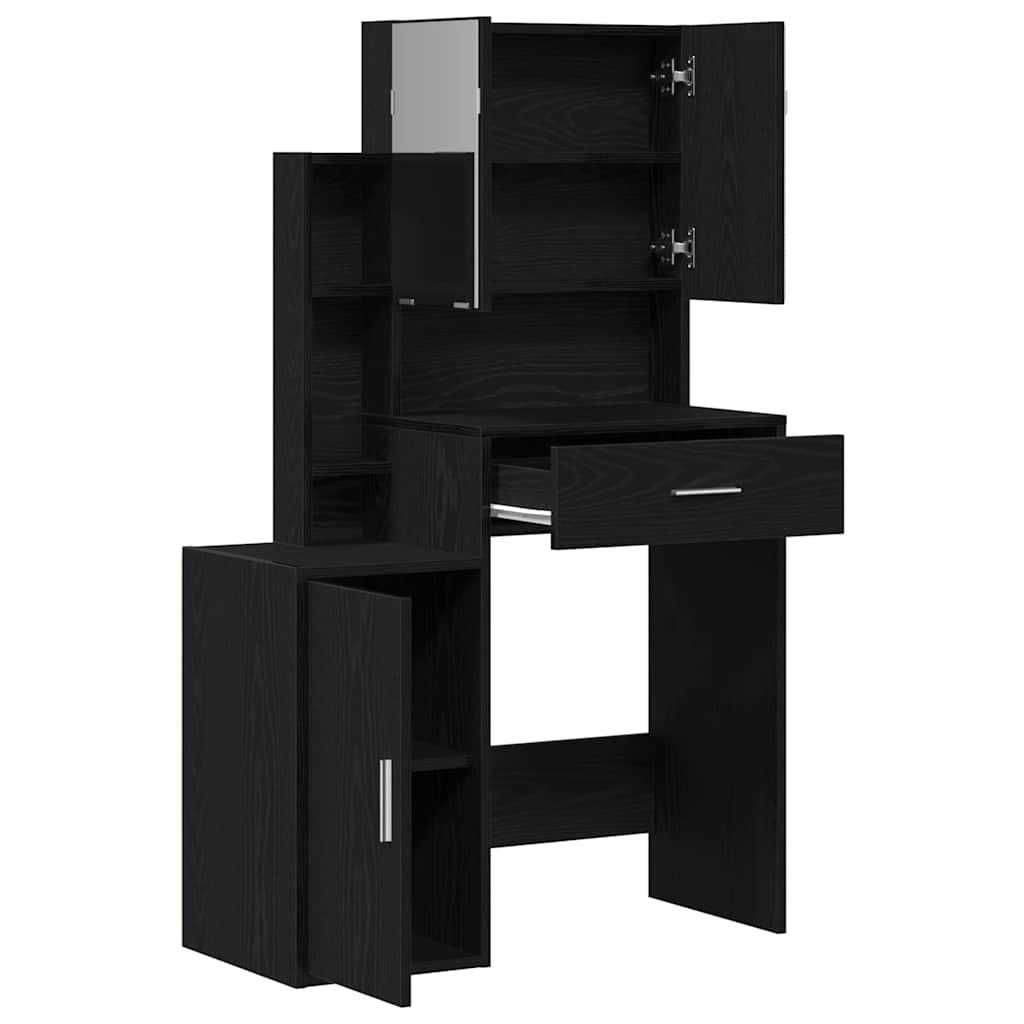 Schminktisch mit Speicher Schwarz Eichen-Optik 80 x 35 x 132 cm