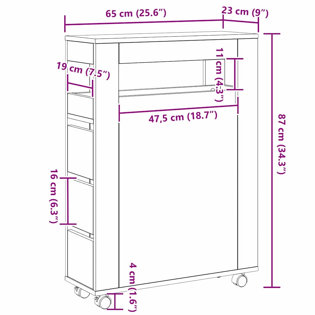 Badezimmermöbel-Set Schwarz Eichen-Optik 65 x 23 x 87 cm