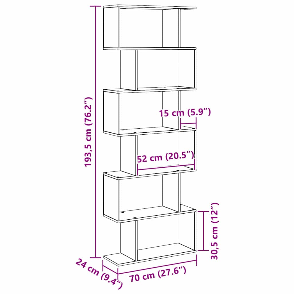 Bücherregal Schwarz 70 x 24 x 193.5 cm Holzwerkstoff
