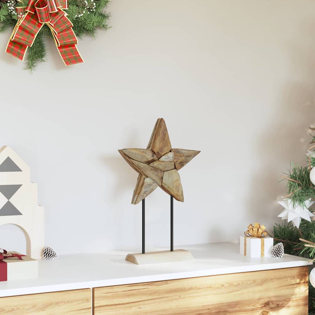 Weihnachtsstern Braun 30 x 5 x 45 cm Massivholz Teak
