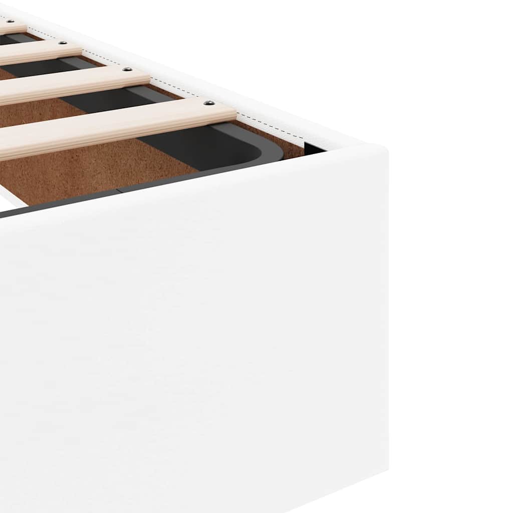 Bettgestell mit Matratze Reinweiß 90 x 200 cm Kunstleder