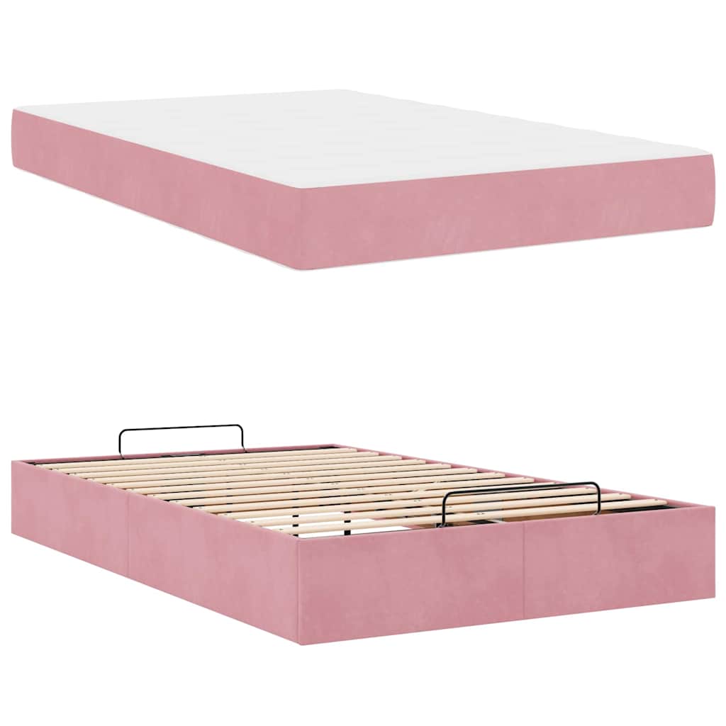 Bettgestell mit Matratze mit Speicher Rosa 120 x 190 cm Samt