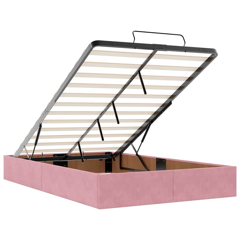 Bettgestell mit Matratze mit Speicher Rosa 120 x 190 cm Samt