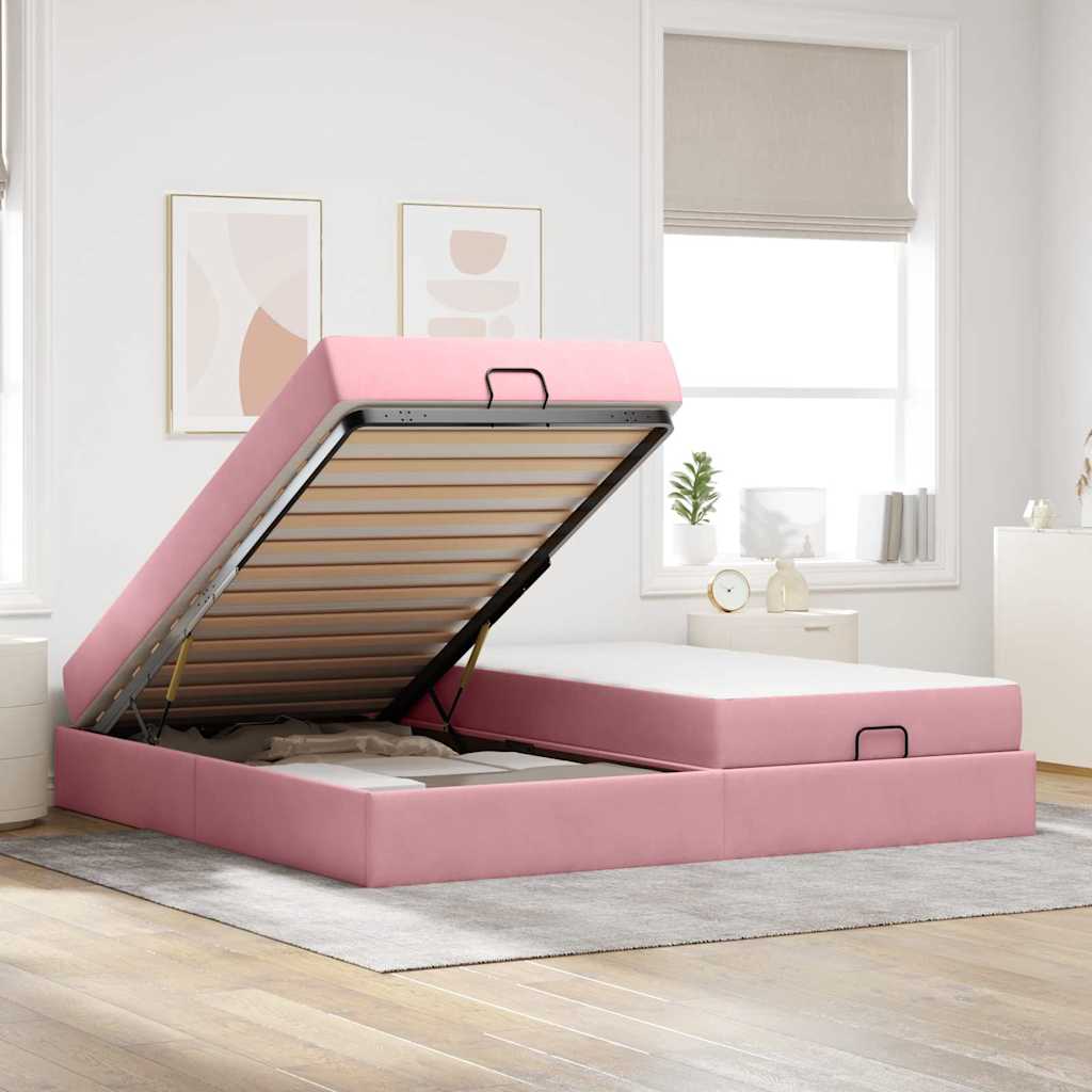 Bettgestell Rosa 200 x 200 cm Samt