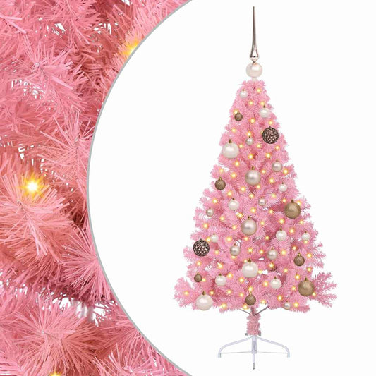 Künstlicher vorbeleuchteter Weihnachtsbaum Rosa 120 cm PVC